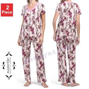NWT NANETTE LEPORE Super Soft Short Sleeve Floral V-neck Top & Pajama Pants Set